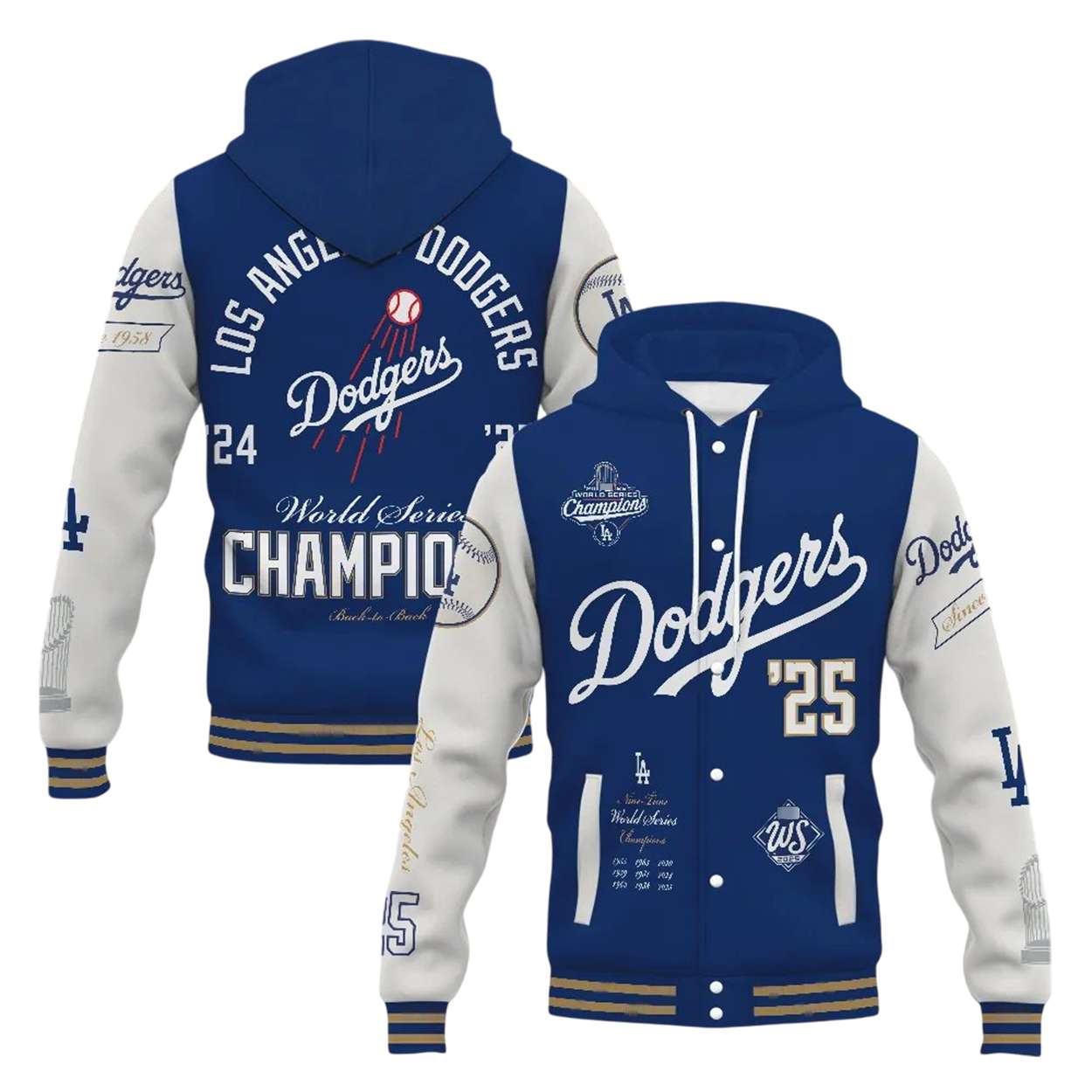 Dodgers World Series 2025 Hooded Baseball Jacket Dodgers World Series 2025 Hooded Baseball Jacket
