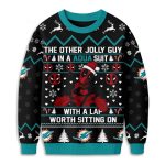 Dolphins Deadpool The Other Jolly Guy In A Aqua Suit Christmas Ugly Sweater