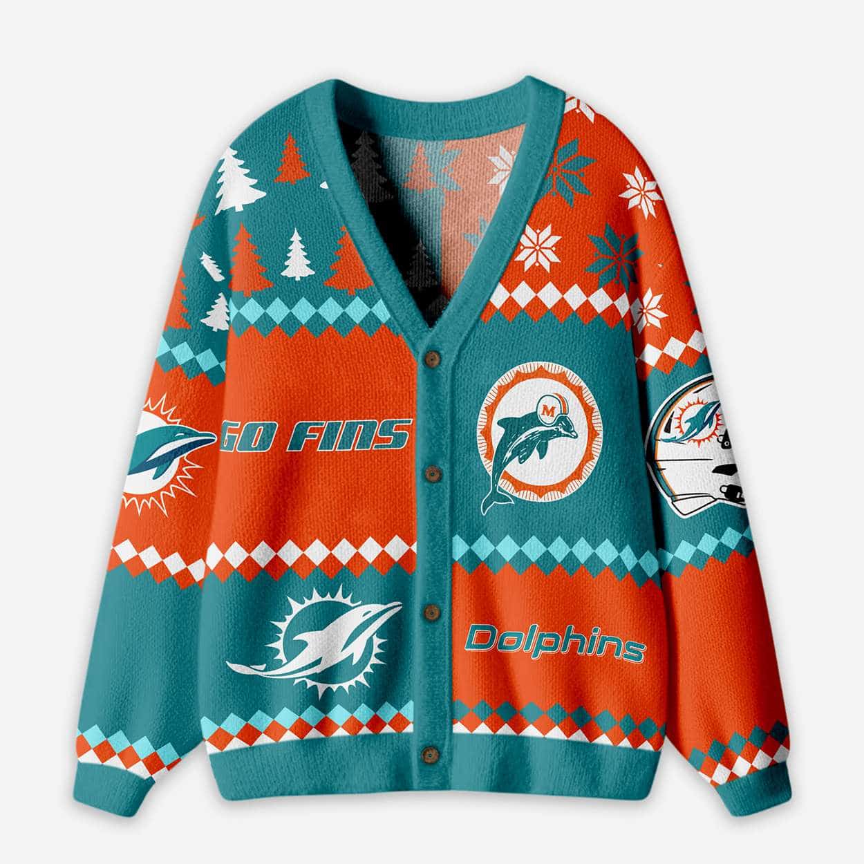 Dolphins Go Fins Knitted Christmas Cardigan Dolphins Go Fins Knitted Christmas Cardigan