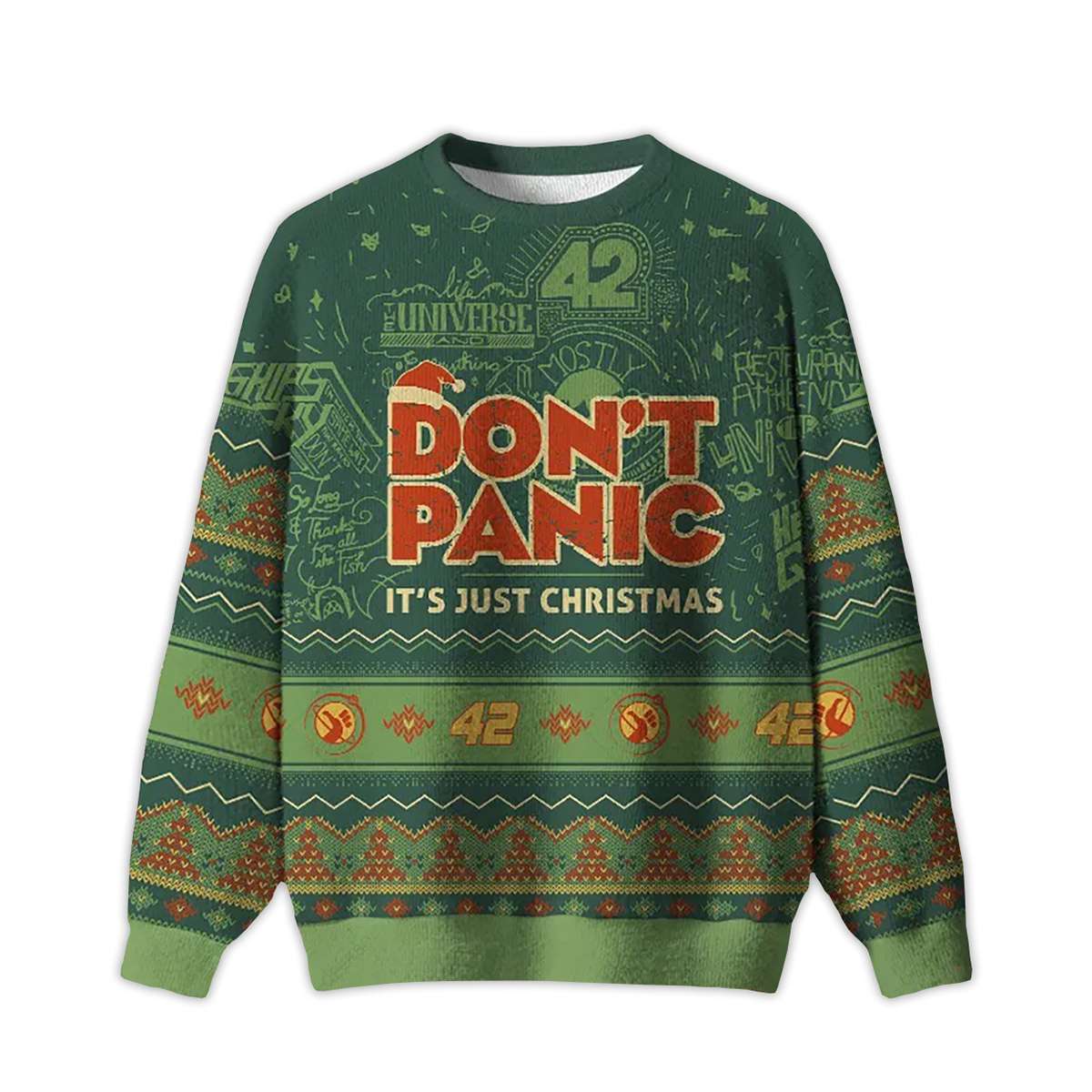 Don't Panic It's Just Christmas Ugly Christmas Sweater Don't Panic It's Just Christmas Ugly Christmas Sweater