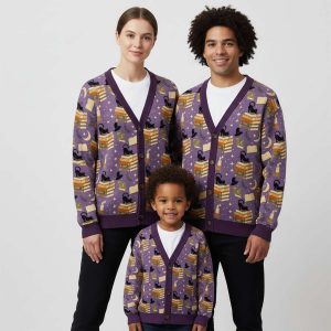 Cozy Autumn Black Cat Reading Unisex Ugly Cardigan Sweaters 2 Cozy Autumn Black Cat Reading Unisex Ugly Cardigan Sweaters2
