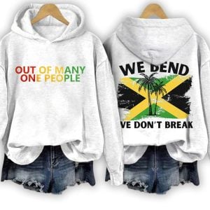 Retro Jamaica Strong Out Of Many One People We Bend We Dont Break Print Hoodie3