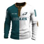 Eagles Est 1933 Split Henley Long Sleeve Shirt