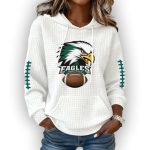 Eagles Football Print Waffle Fabric Hooded Sweatshirt