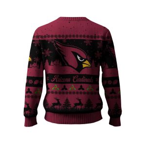 2025 Cardinals Reindeer Christmas Tree Pattern Ugly Sweater1