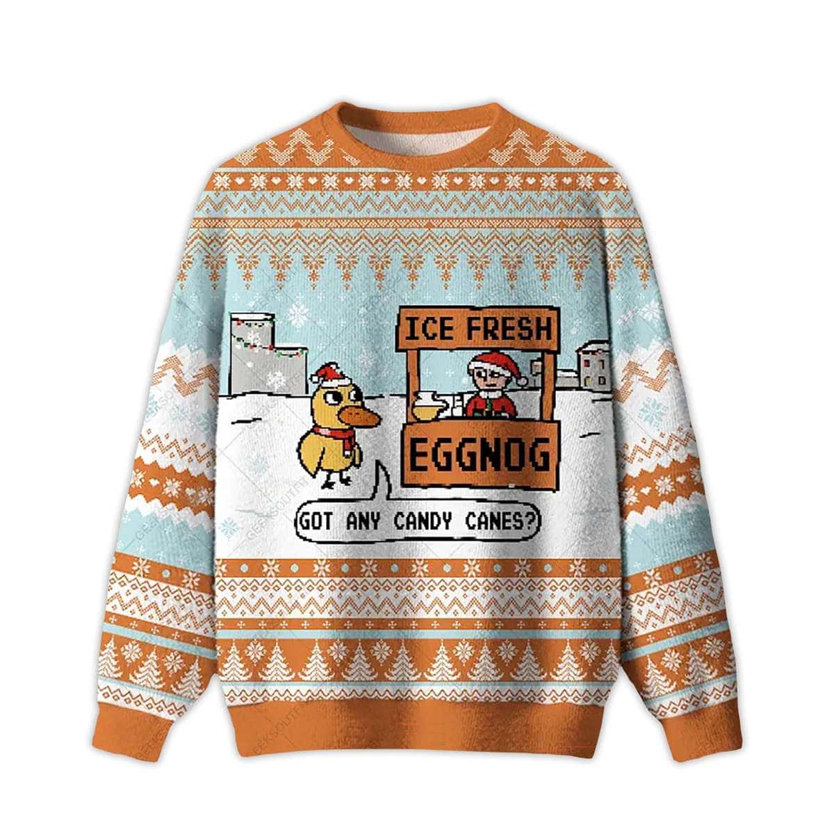 Eggnog & Candy Cane Deal Ugly Christmas Sweater Eggnog & Candy Cane Deal Ugly Christmas Sweater