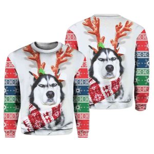 Husky Dog Ugly Christmas Sweater 1