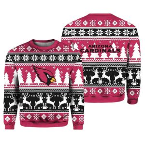 2025 Christmas Cardinals Reindeer Football Ugly Sweater 1