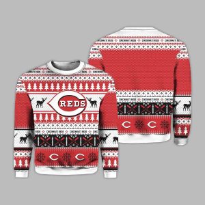 2025 Christmas Reds Baseball Personalized Ugly Sweater 2