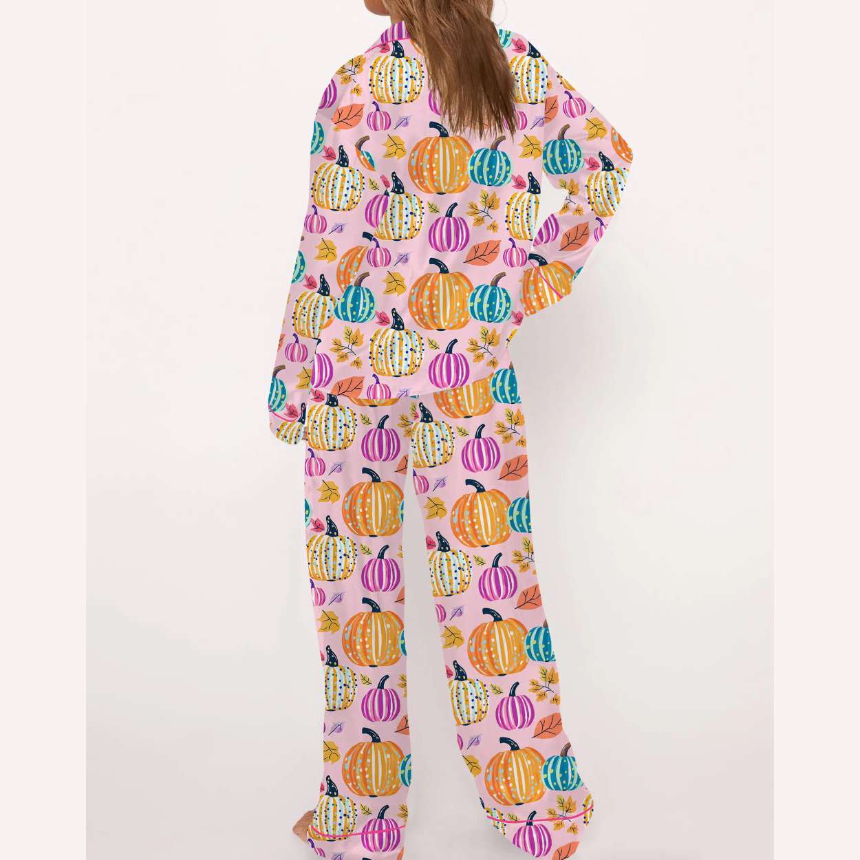 Fall Pumpkin Silky Satin Pajama Set Fall Pumpkin Silky Satin Pajama Set