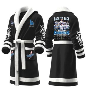 2025 Dodgers World Series Champions Signature Fleece Bathrobe1