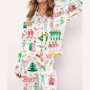 Lovely Nutcracker Christmas Silky Satin Pajama Set