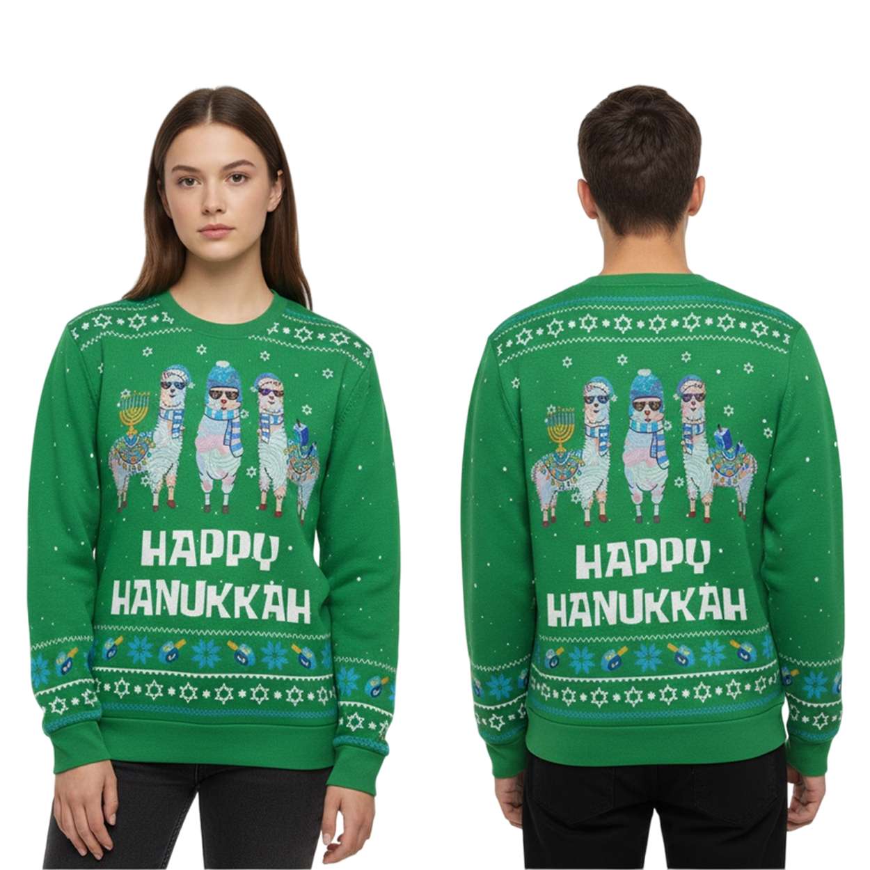 2025 Funny Llama Happy Hanukkah Christmas Ugly Sweater 2025 Funny Llama Happy Hanukkah Christmas Ugly Sweater