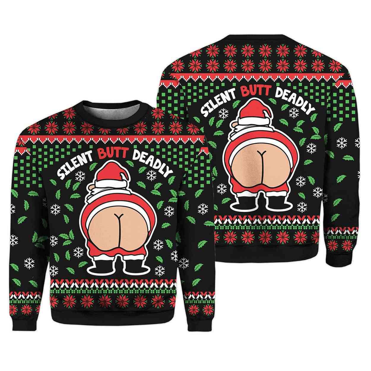 Funny Silent Butt Deadly Santa Ugly Christmas Sweater 1 Funny Silent Butt Deadly Santa Ugly Christmas Sweater