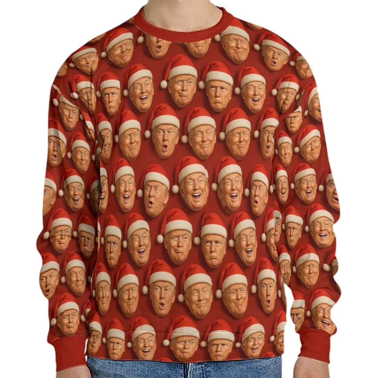 Funny Trump Santa Face Christmas Ugly Sweater Funny Trump Santa Face Christmas Ugly Sweater