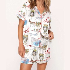 Sicily Italy Travel Silky Satin Pajama Set