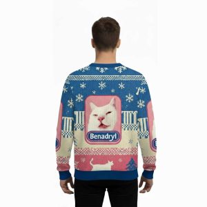 Funny Benadryl Meme Cat Christmas Ugly Sweater2
