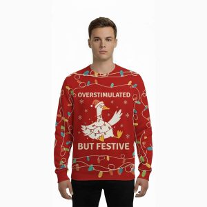 2025 Overstimulated But Festive Ugly Christmas Sweater 1 Overstimulated But Festive Ugly Christmas Sweater1