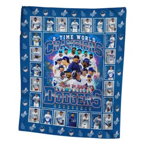 2025 Dodgers 9 Times World Series Champions Blanket1