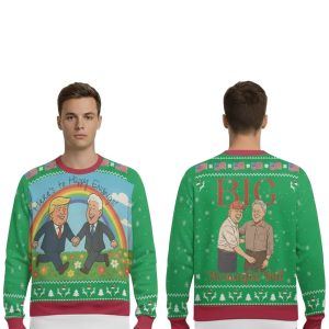 Donald Trump and Bill Clinton Blowing Bubba Ugly Christmas Sweater1
