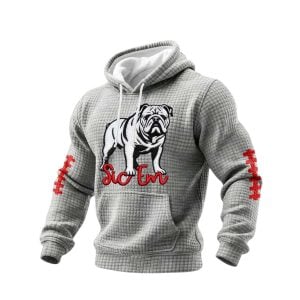 Georgia Football Sic Em Print Checkered Fabric Hooded Sweatshirt1
