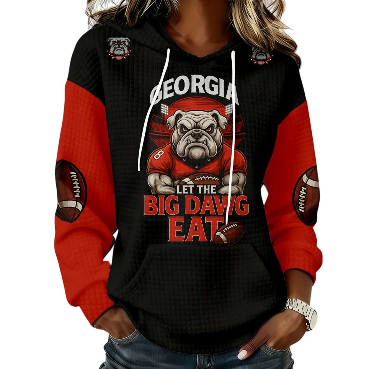 Georgia Let The Big Dawg Eat Football Waffle Hoodie Georgia Let The Big Dawg Eat Football Waffle Hoodie