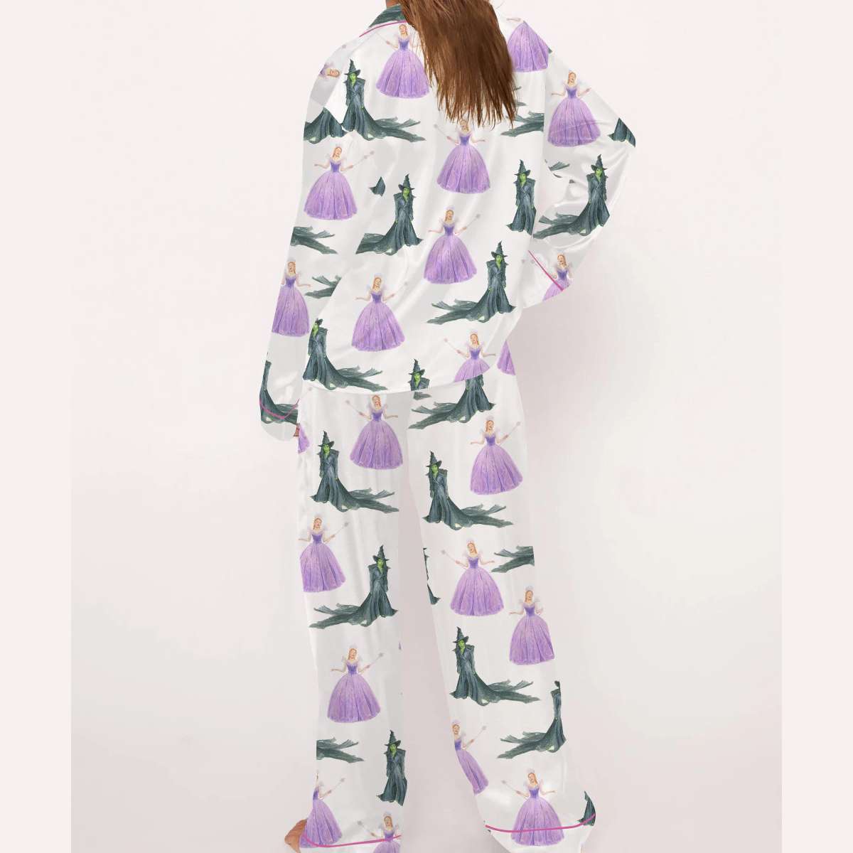 Glinda And Elphaba For Good Silky Satin Pajama Set Glinda And Elphaba For Good Silky Satin Pajama Set