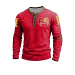 Go Chiefs Football Casual Rugby Print Henley