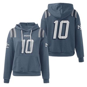 Patriots Drake Maye 10 Waffle Hoodie1