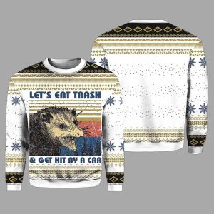 Lets Eat Trash Get Hit By A Car Opossum Ugly Christmas Sweater 2