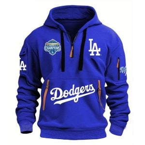 Dodgers Back To Back World Series 2025 Champions Hoodie Half Zipper