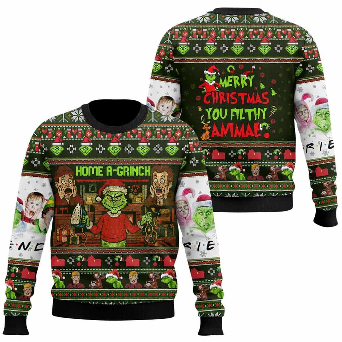 Home A Grnch Merry Christmas You Filthy Animal Ugly Sweater Home A Grnch Merry Christmas You Filthy Animal Ugly Sweater