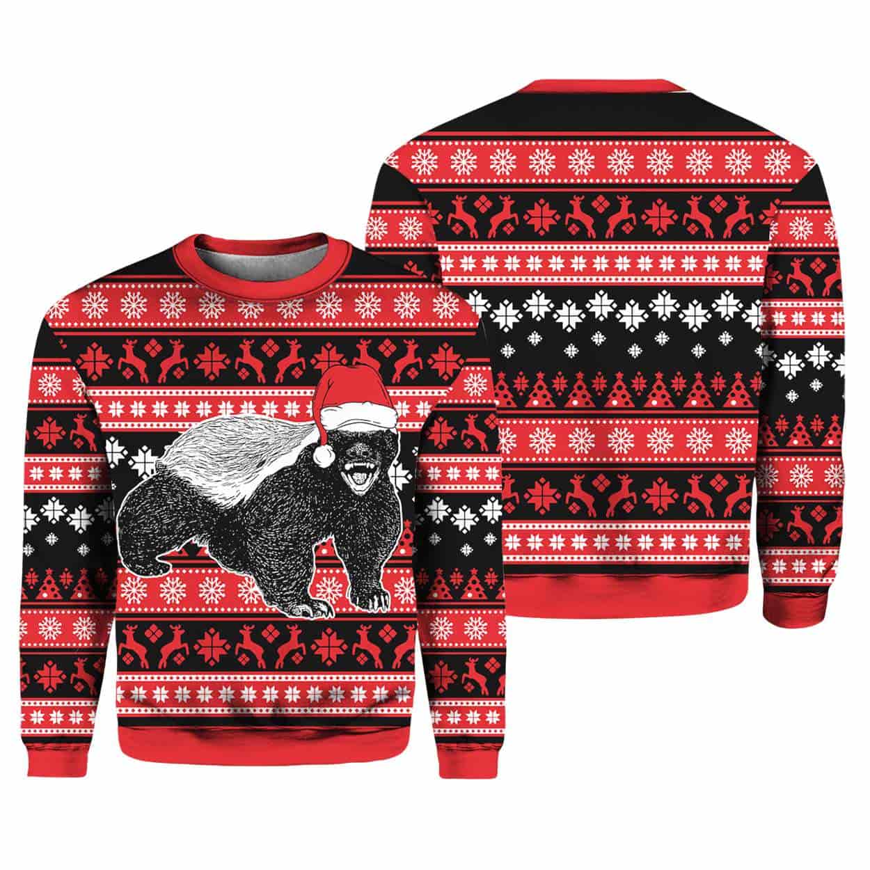 Honey Badger Ugly Christmas Sweater 1 Honey Badger Ugly Christmas Sweater