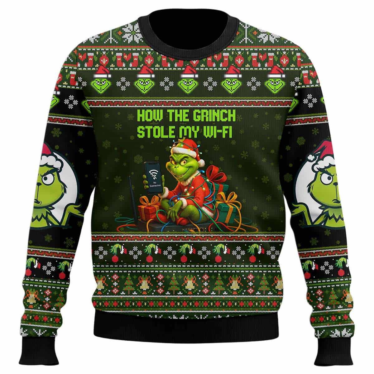 2025 How The Grnch Stole My Wifi Ugly Christmas Sweater 2025 How The Grnch Stole My Wifi Ugly Christmas Sweater