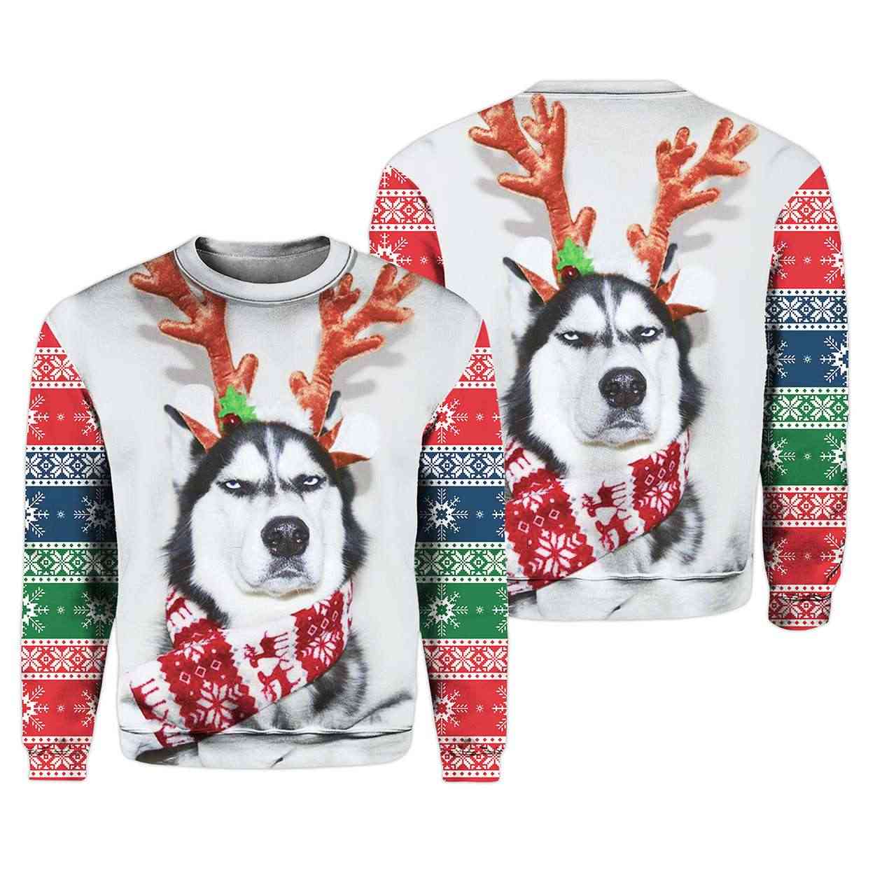 Husky Dog Ugly Christmas Sweater 1 Husky Dog Ugly Christmas Sweater