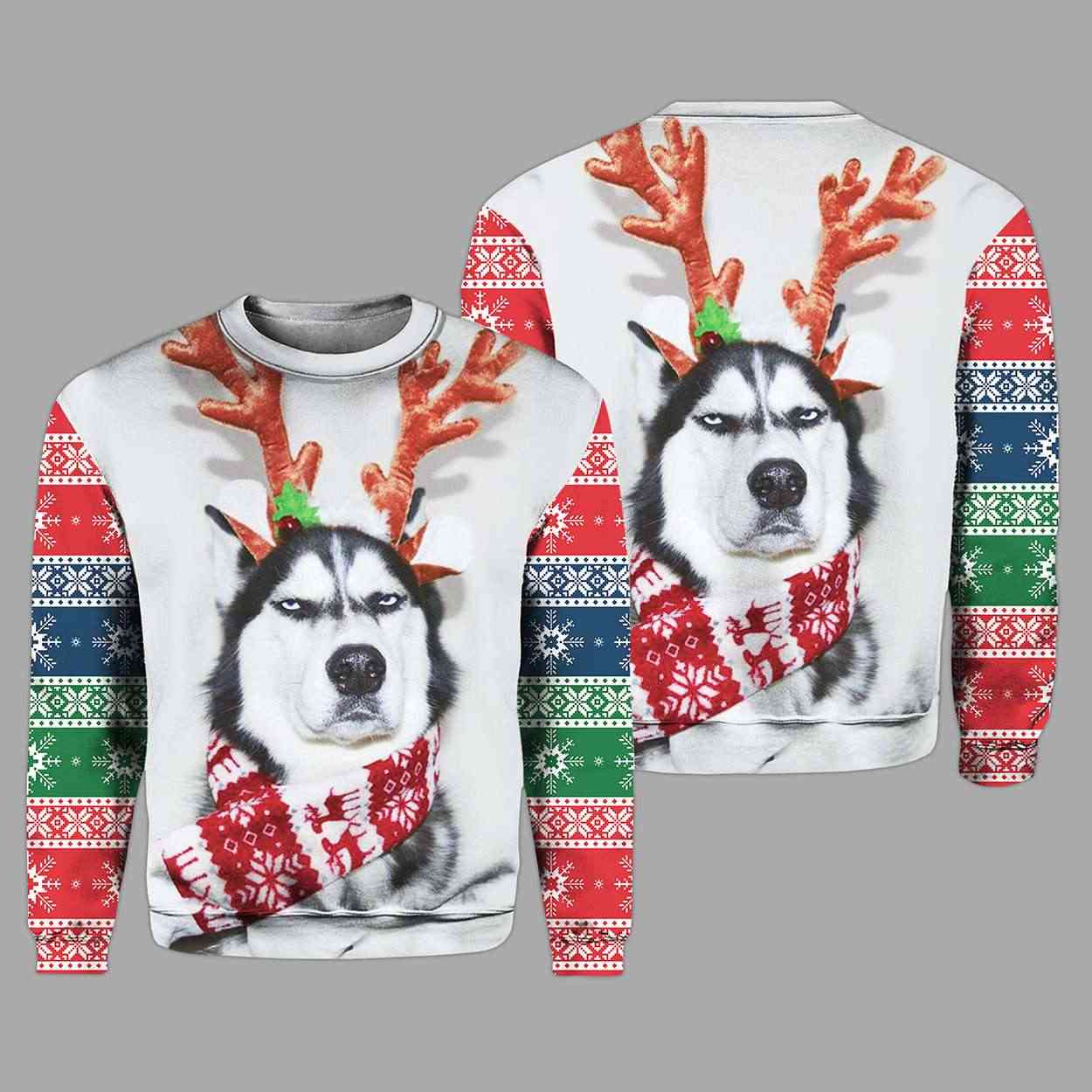 Husky Dog Ugly Christmas Sweater Husky Dog Ugly Christmas Sweater