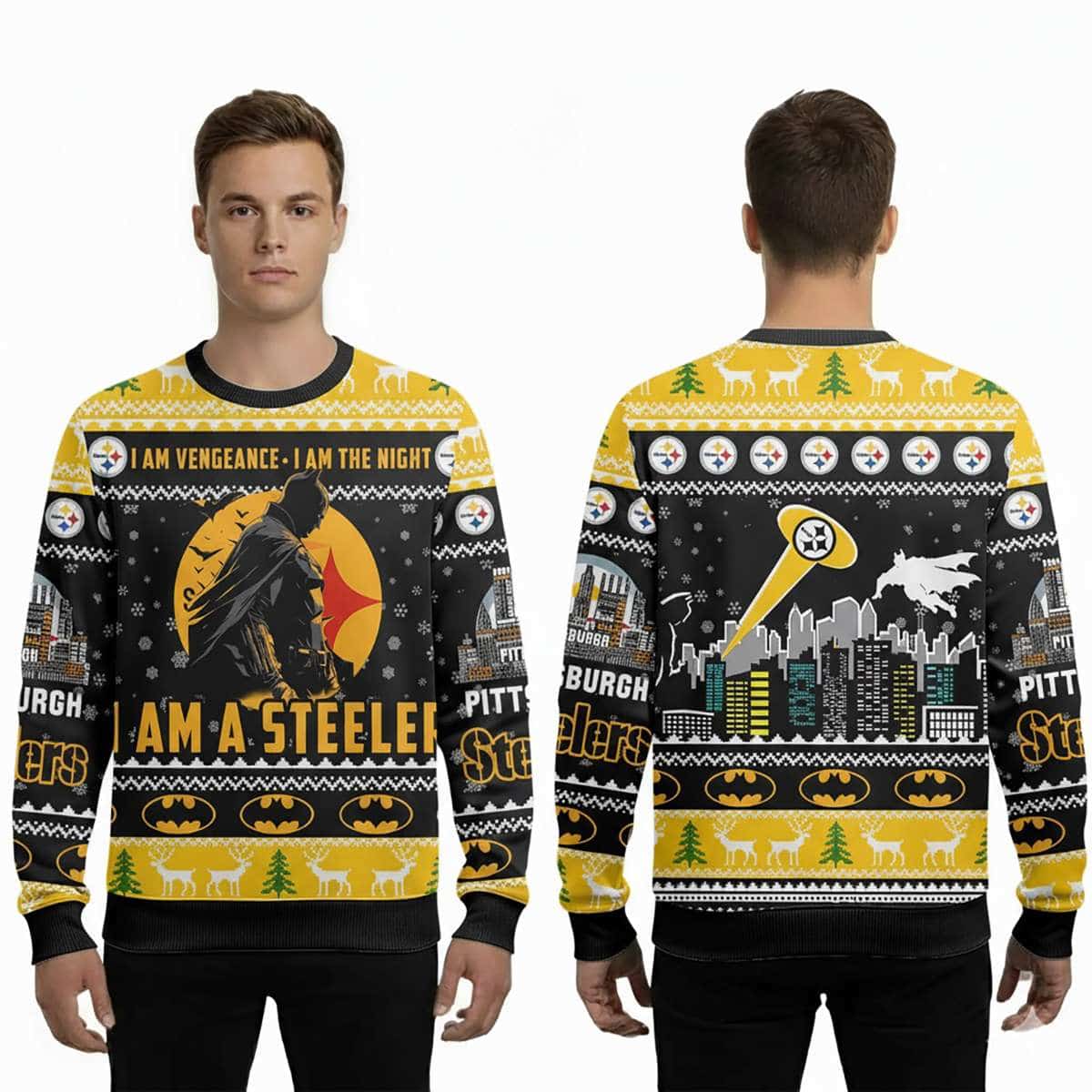 I Am Vengeance I Am The Night I Am A Steeler Ugly Christmas Sweater I Am Vengeance I Am The Night I Am A Steeler Ugly Christmas Sweater