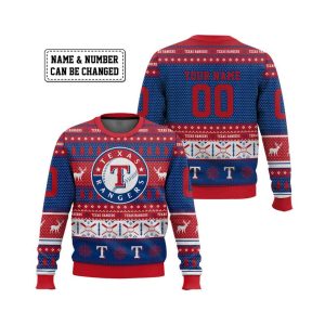 2025 Personalized Rangers Ugly Christmas Sweater