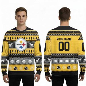 Personalized Steelers Football 2025 Ugly Christmas Sweater
