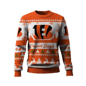 2025 Bengals Reindeer Christmas Tree Pattern Ugly Sweater