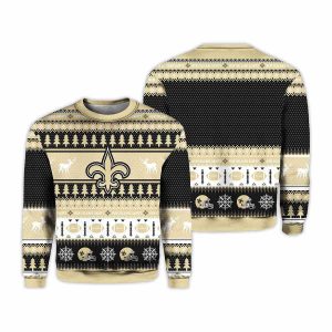 Personalized Saints Football 2025 Ugly Christmas Sweater 1