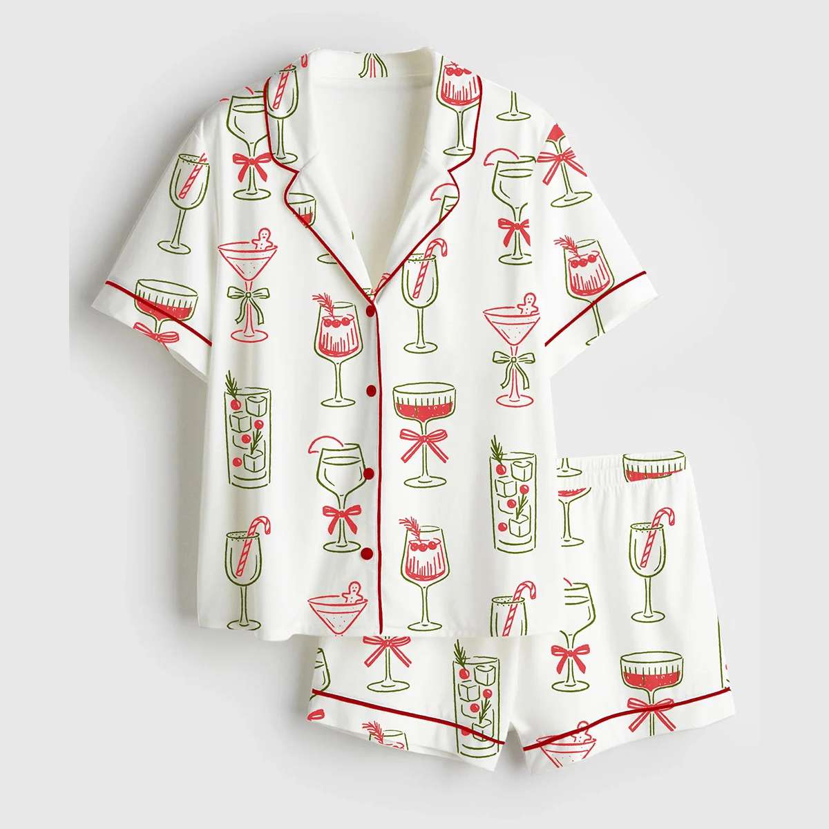 In The Holiday Spirit Christmas Cocktails Festive Party Satin Pajama Set In The Holiday Spirit Christmas Cocktails Festive Party Satin Pajama Set