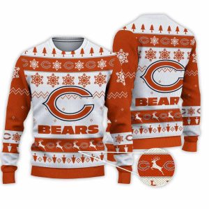 2025 Bears Football Reindeer Christmas Ugly Sweater