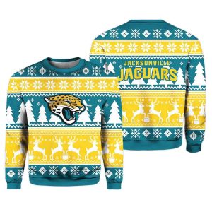 2025 Christmas Jaguars Reindeer Football Ugly Sweater 1