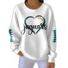 Jaguars Heart Football Print Pit Striped Sweatshirt