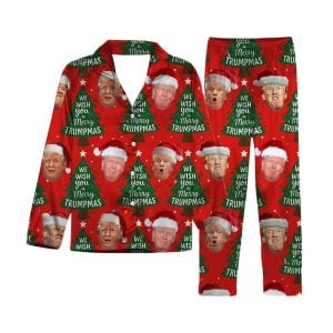 Trump Santa Face We Wish You A Merry Trumpmas Pajamas