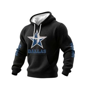 Dallas Football Print Waffle Hoodie Sweatshirt