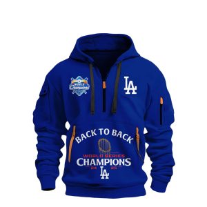 Dodgers Back To Back World Series Champions 2025 Quarter Zip Hoodie