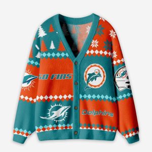 Dolphins Go Fins Knitted Christmas Cardigan