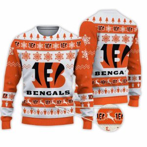 2025 Bengals Football Reindeer Christmas Ugly Sweater